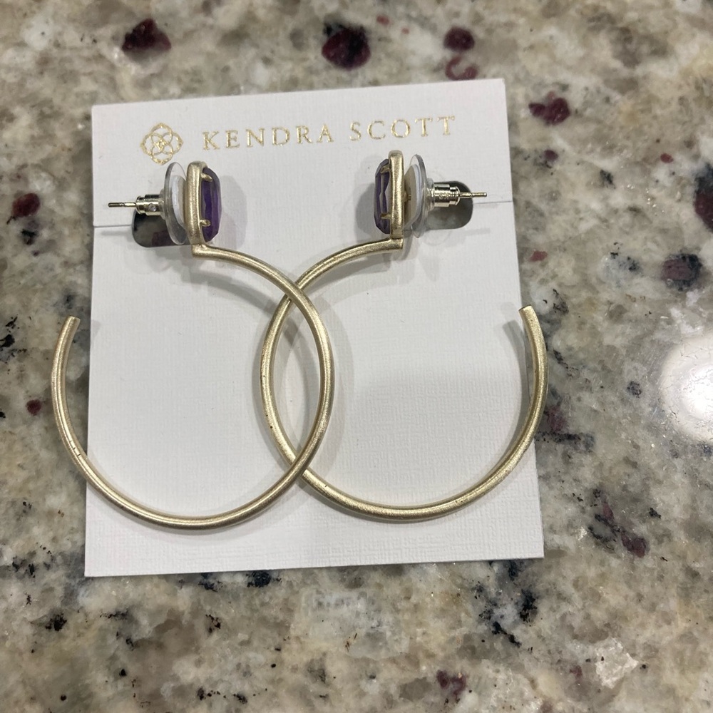 Kendra Scott small Pepper earrings in purple and gold Great Condition